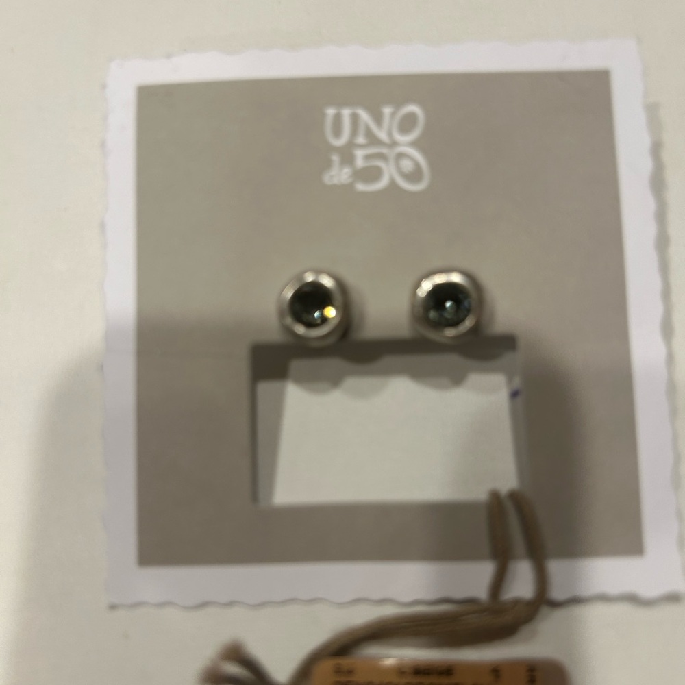 UNO de 50 Silver and Gray Stud Earrings